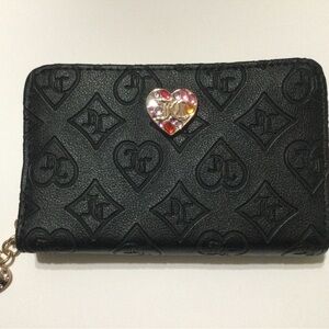 Juicy Couture Elegant Black Embossed Wallet with Heart Charm